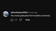 A YouTube viewer's comment on the streamer's moderators' antics (Image via YouTube)